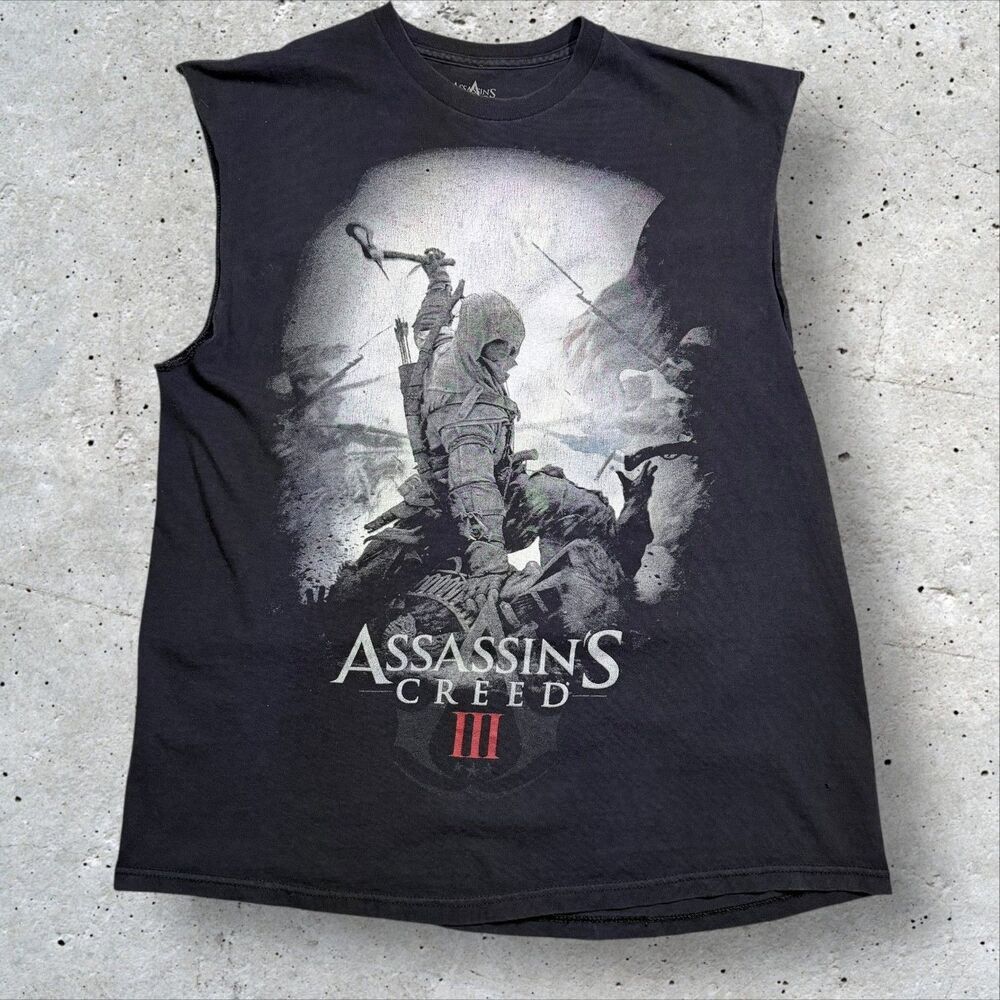 Assassin’s Creed III 2012 Promo Sleeveless Cutoff T-Shirt Black XL Ubisoft Gamer